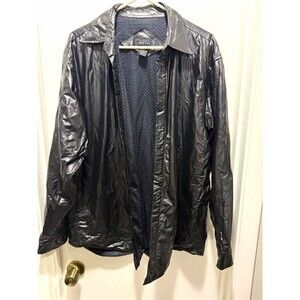 Whispering Smith Men's Reversible Jacket Black Faux Leather Look Size XL